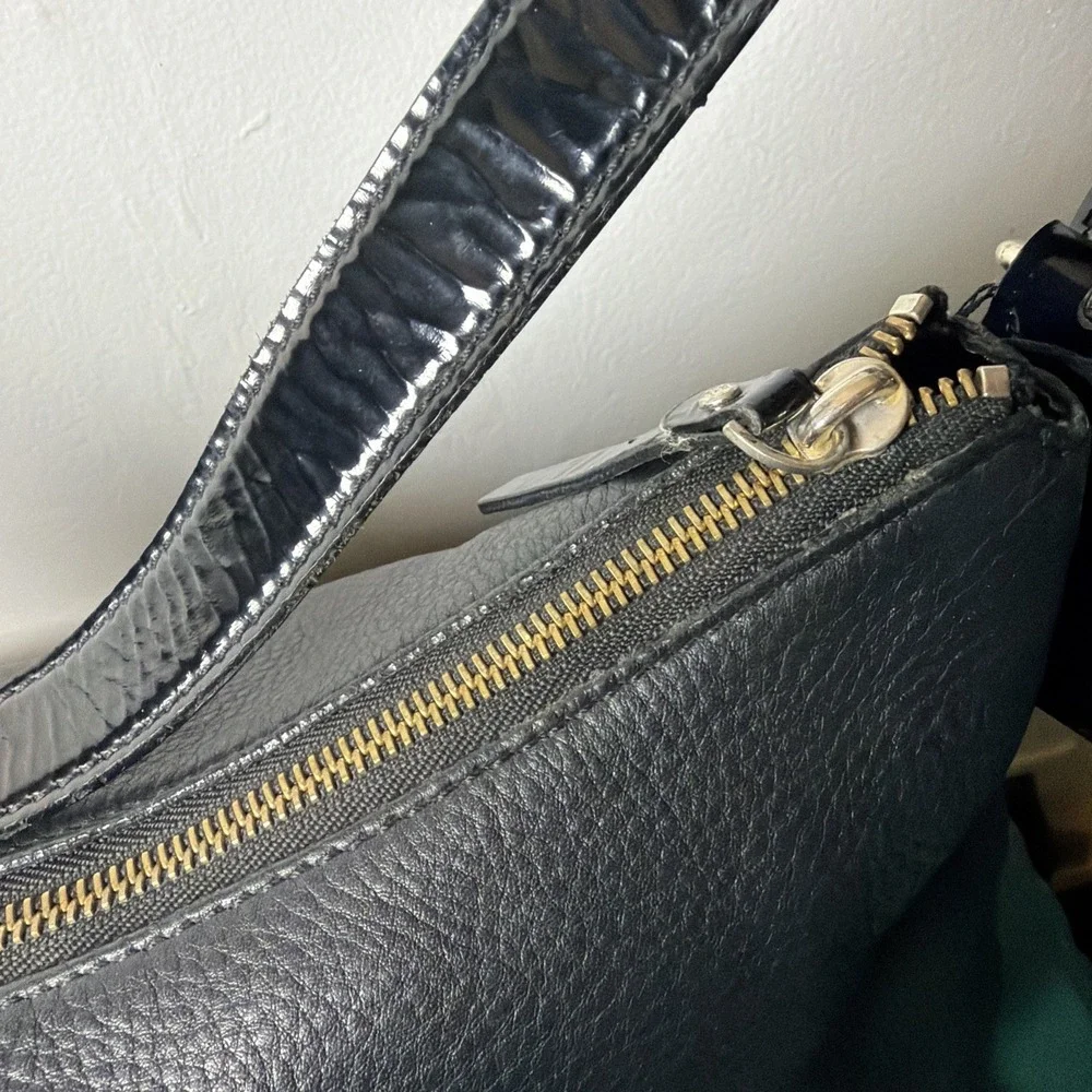 Vintage Kate Spade Shoulder Bag Black Genuine Leather Purse Patent Leather